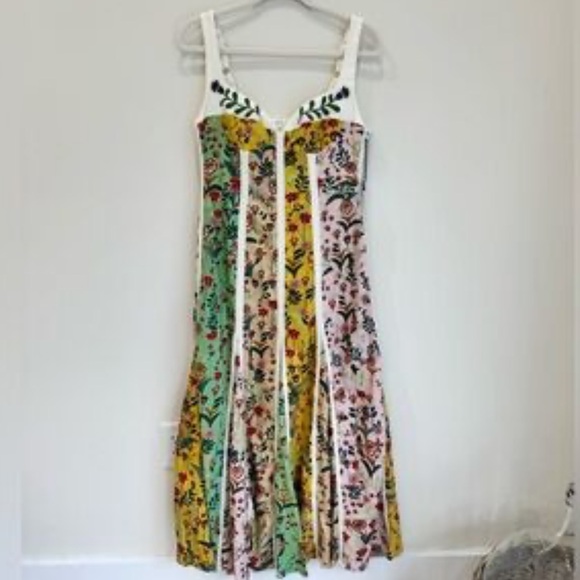 NWT Christian Lacroix patchwork panels corset bust embroidered milkmaid linen 8 - Picture 6 of 14